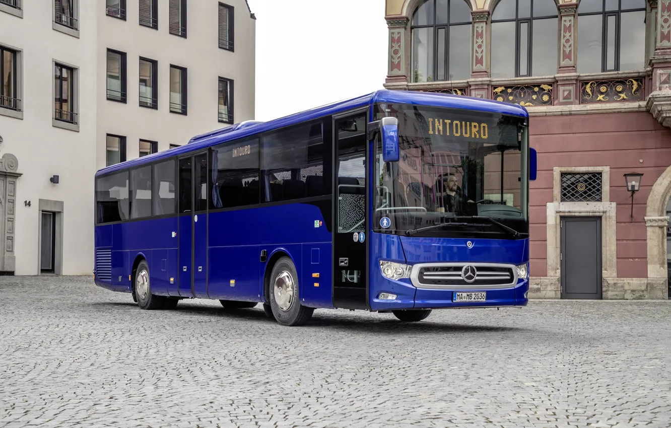 Photo wallpaper city, Mercedes Benz, bus, coach, 2021, Intouro