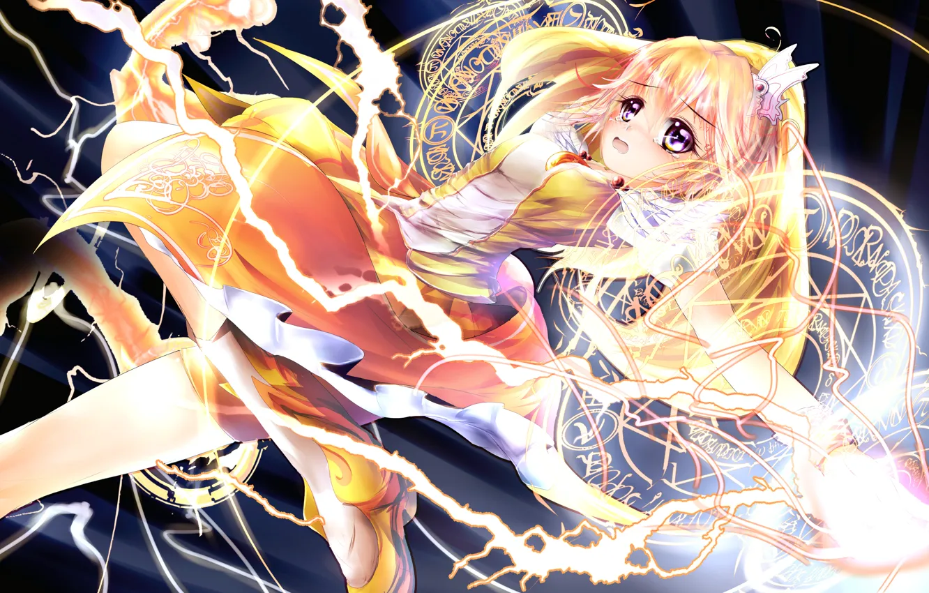 Photo wallpaper tears, blonde, blow, Cure Peace, magical girl, Smile Precure