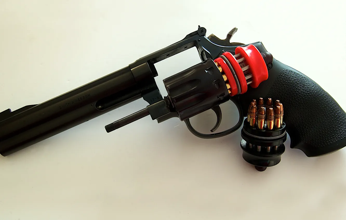 Photo wallpaper gun, weapons, cartridges, revolver, drum, Smith &ampamp; Wesson