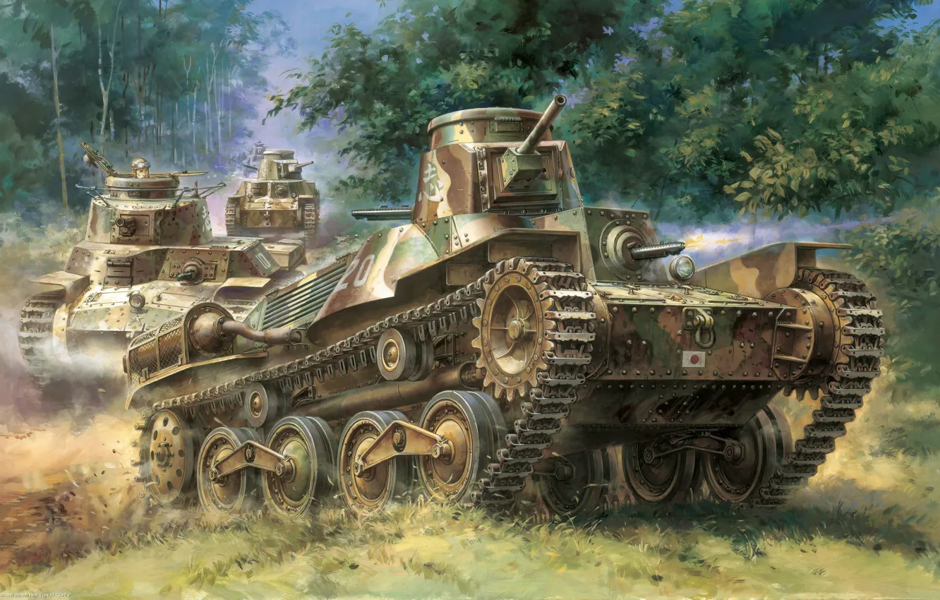 Photo wallpaper war, art, tank, Japanese, easy, &quot;Ha-Go&quot;, type-95, Type 95