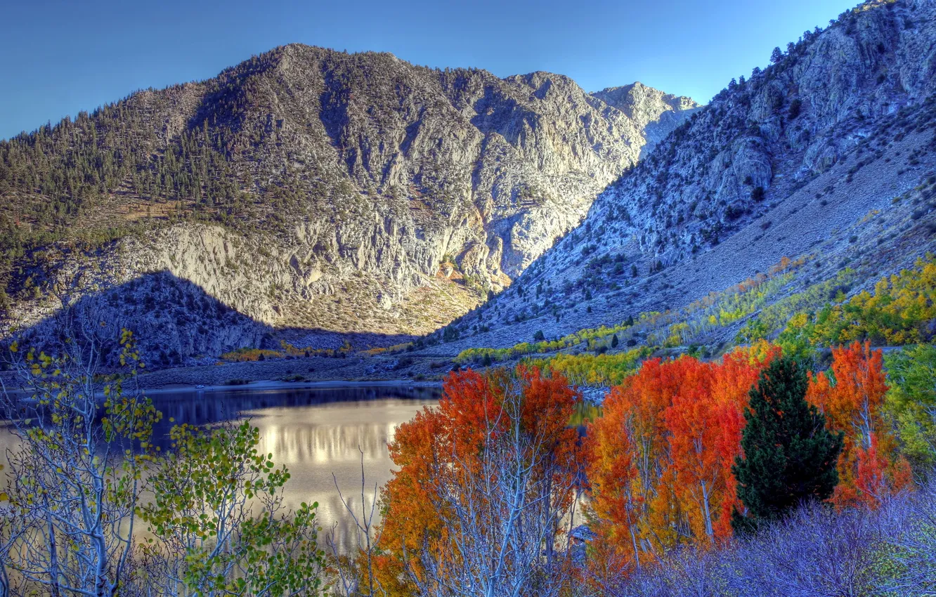 Photo wallpaper landscape, mountains, lake