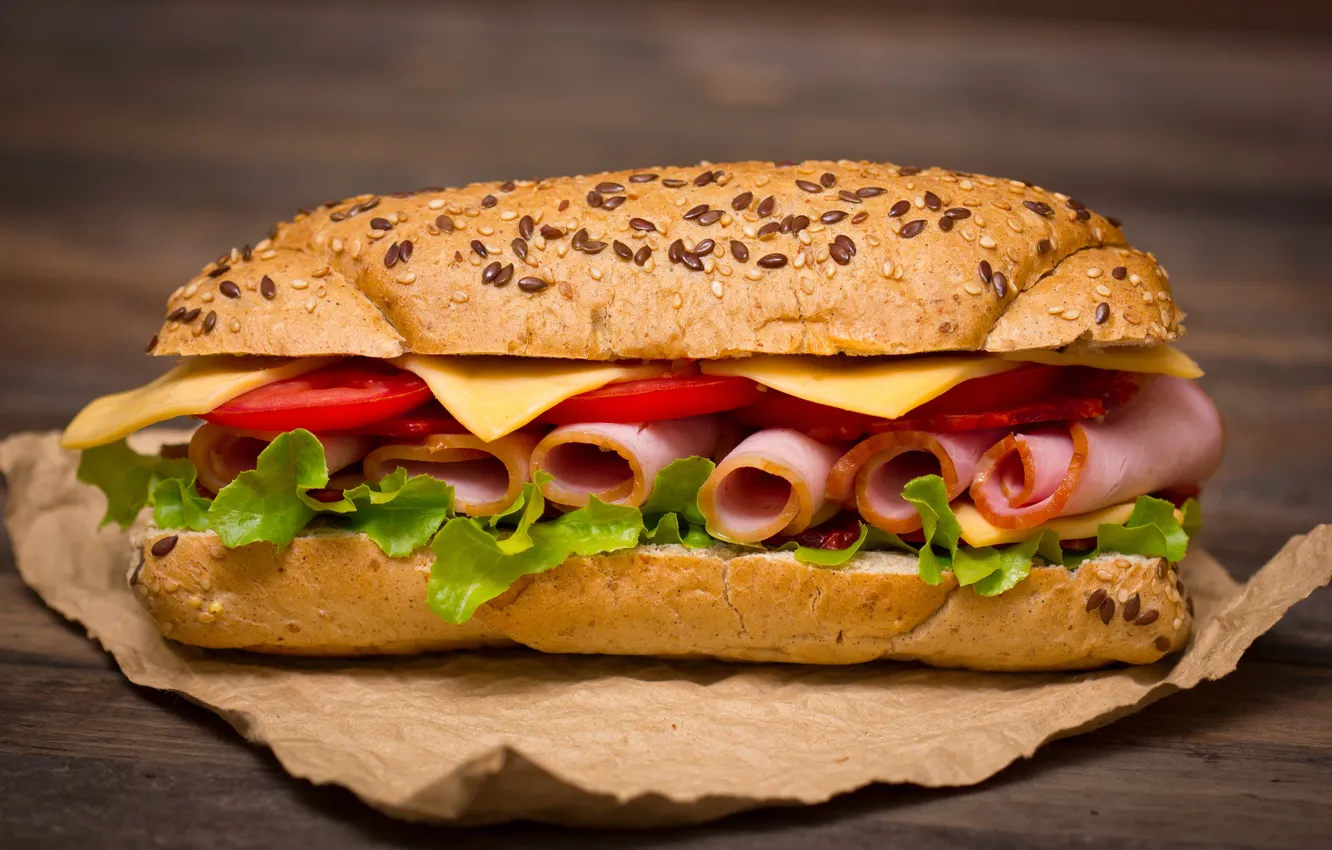 Photo wallpaper food, cheese, tomatoes, sandwich, roll, buns, sandwiches, ham