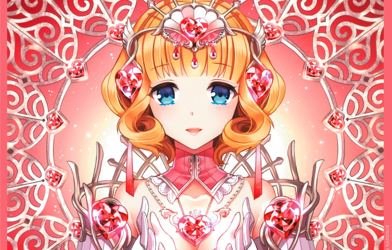 Photo wallpaper crown, hearts, crystals, blue eyes, Queen, Kaku-San-Sei Million, Garnet, by Nardack