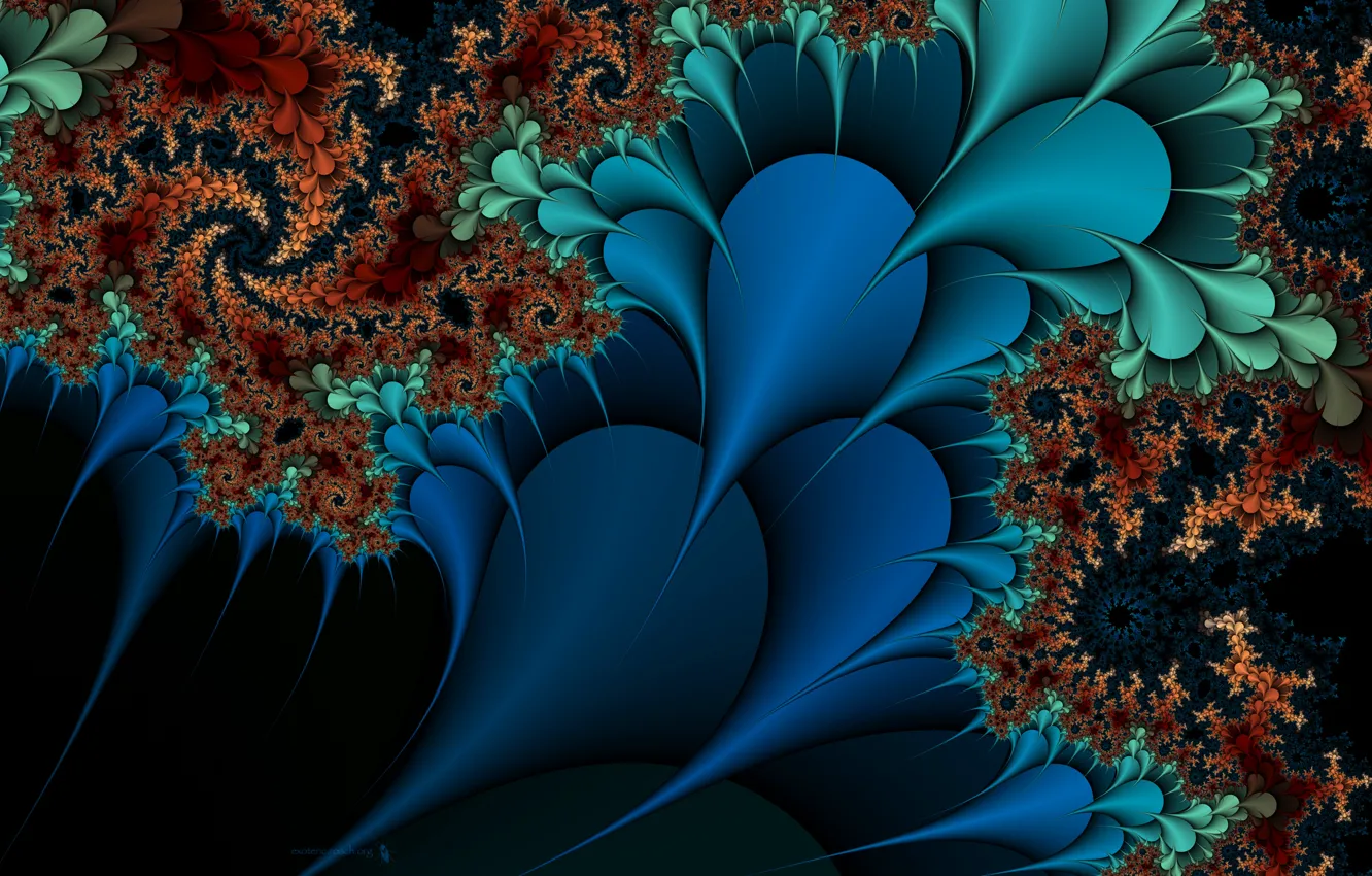 Photo wallpaper green, blue, fractal