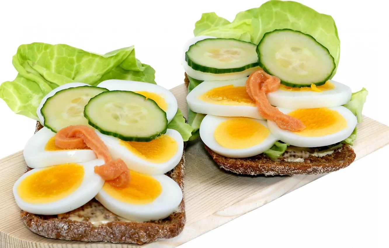 Photo wallpaper eggs, Breakfast, bread, sandwich