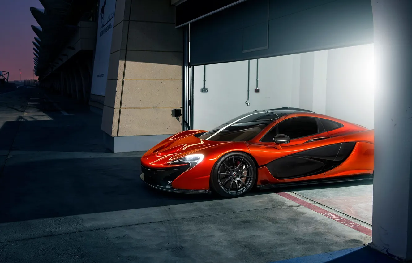 Photo wallpaper McLaren, Orange, Race, Front, Beauty, Supercar, Track, Ligth
