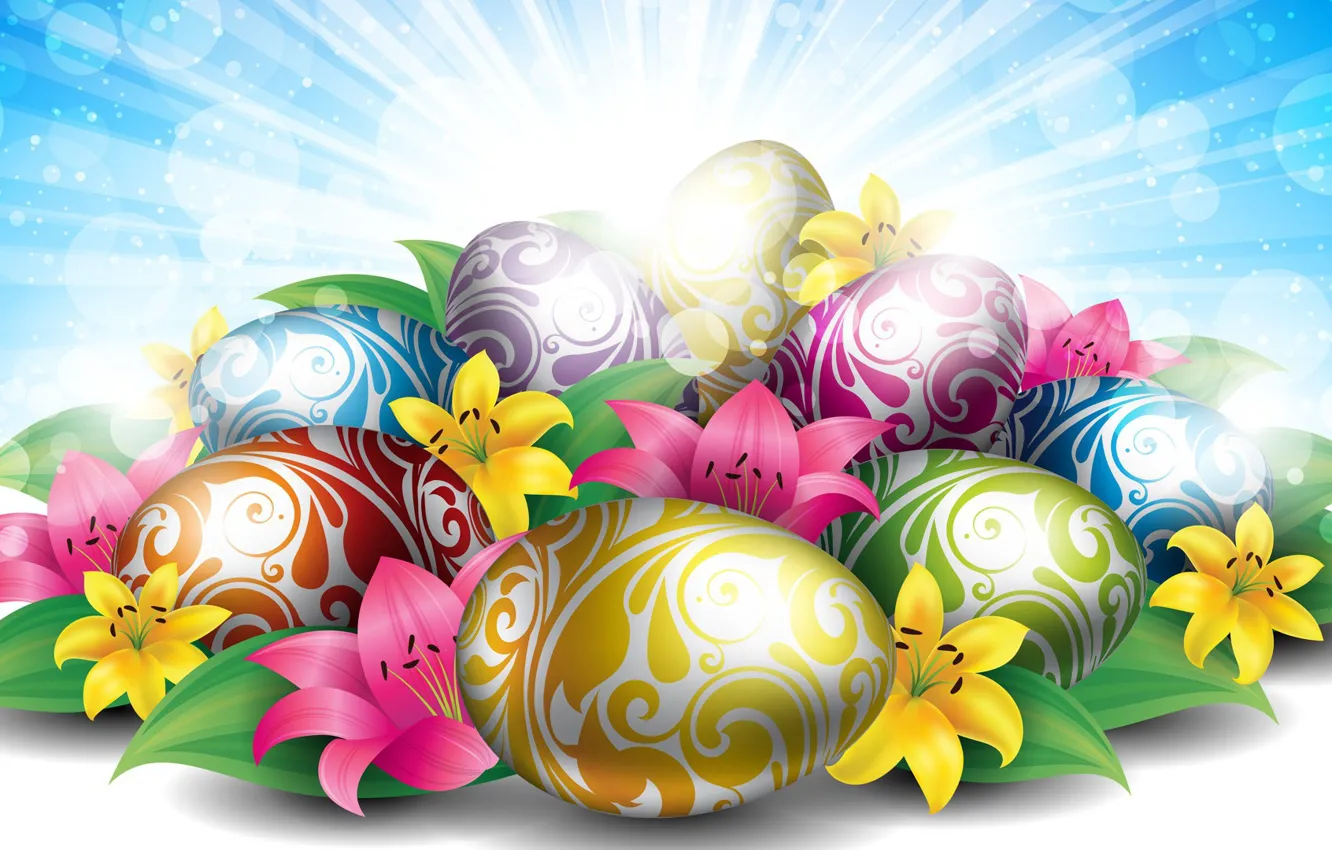 Photo wallpaper holiday, bright, eggs, spring, Easter, eggs