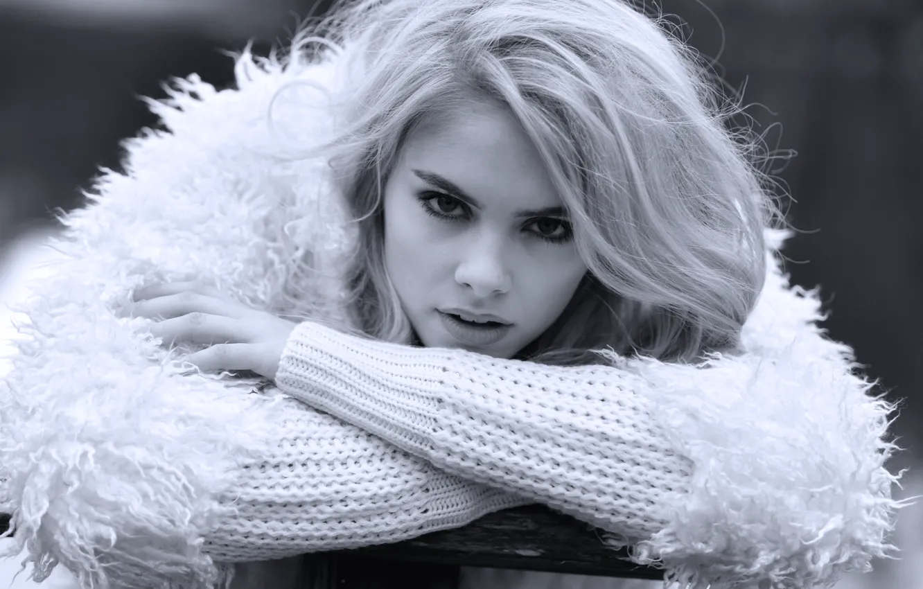 Photo wallpaper look, girl, makeup, jacket, Peter Müller