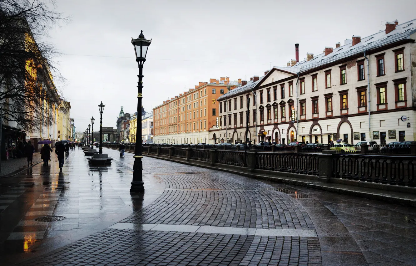 Photo wallpaper rain, overcast, Peter, puddle, Saint Petersburg, Russia, Russia, SPb