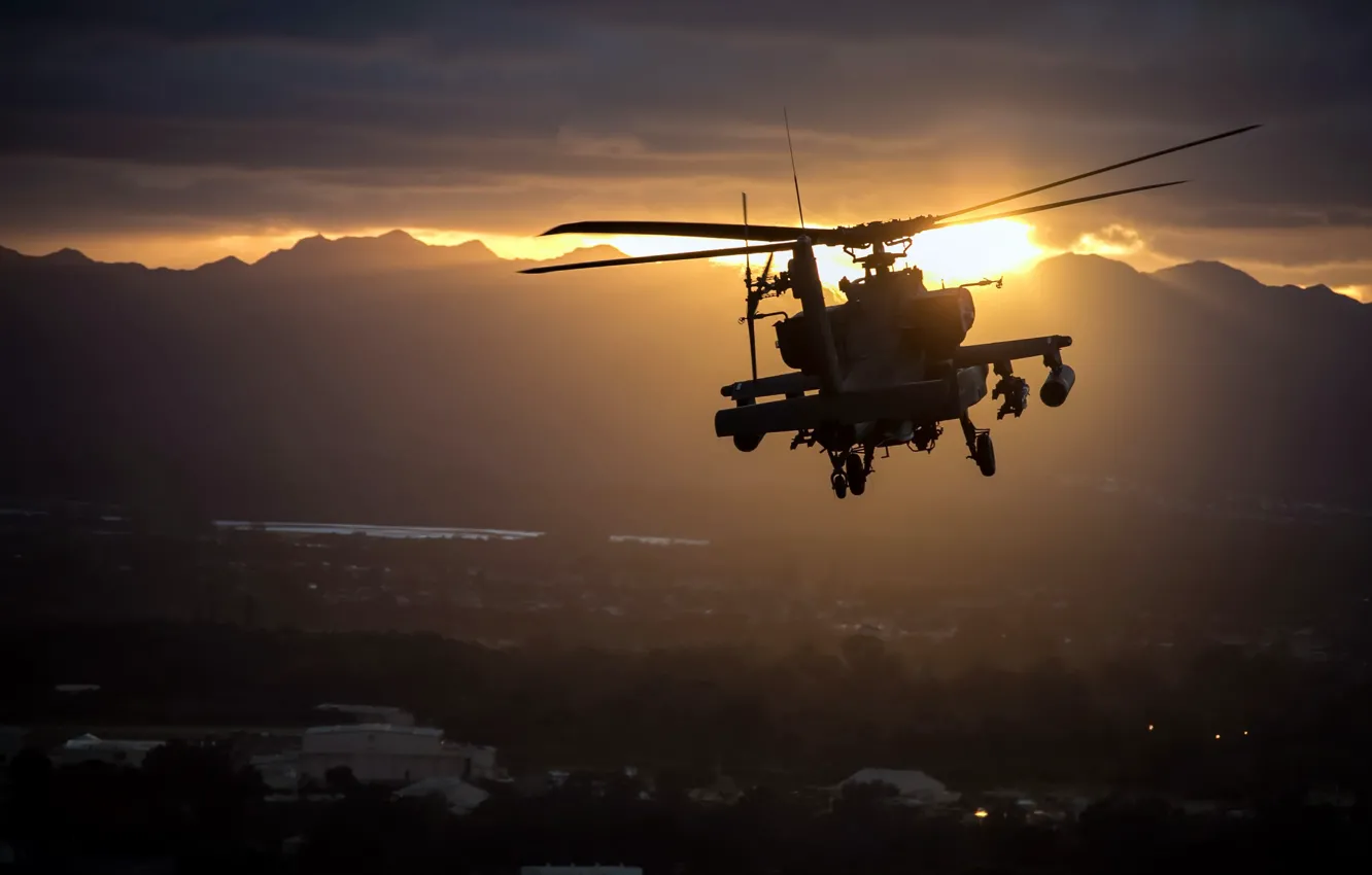 Photo wallpaper helicopter, Apache, AH-64