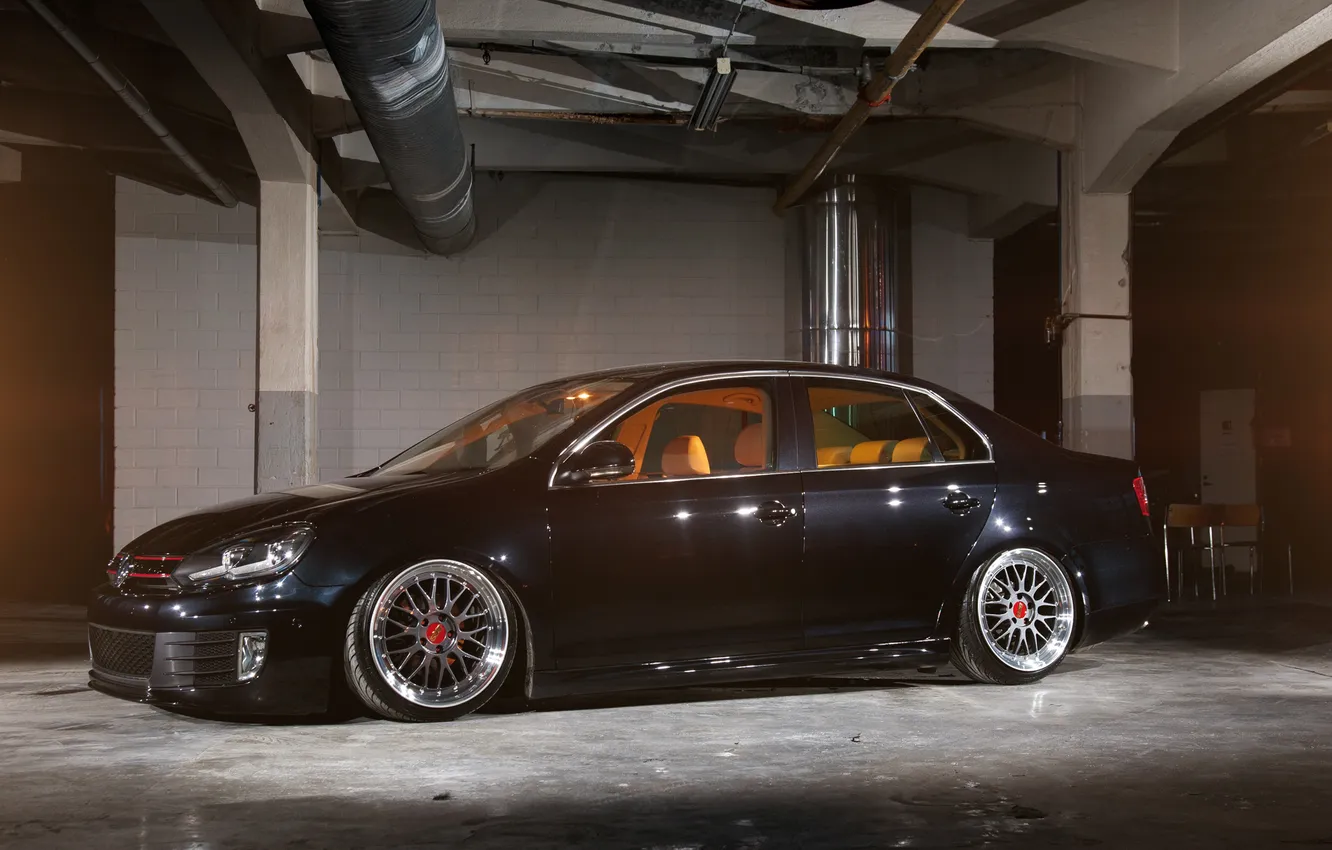 Photo wallpaper black, tuning, Volkswagen, profile, black, Volkswagen, MK6, jetta