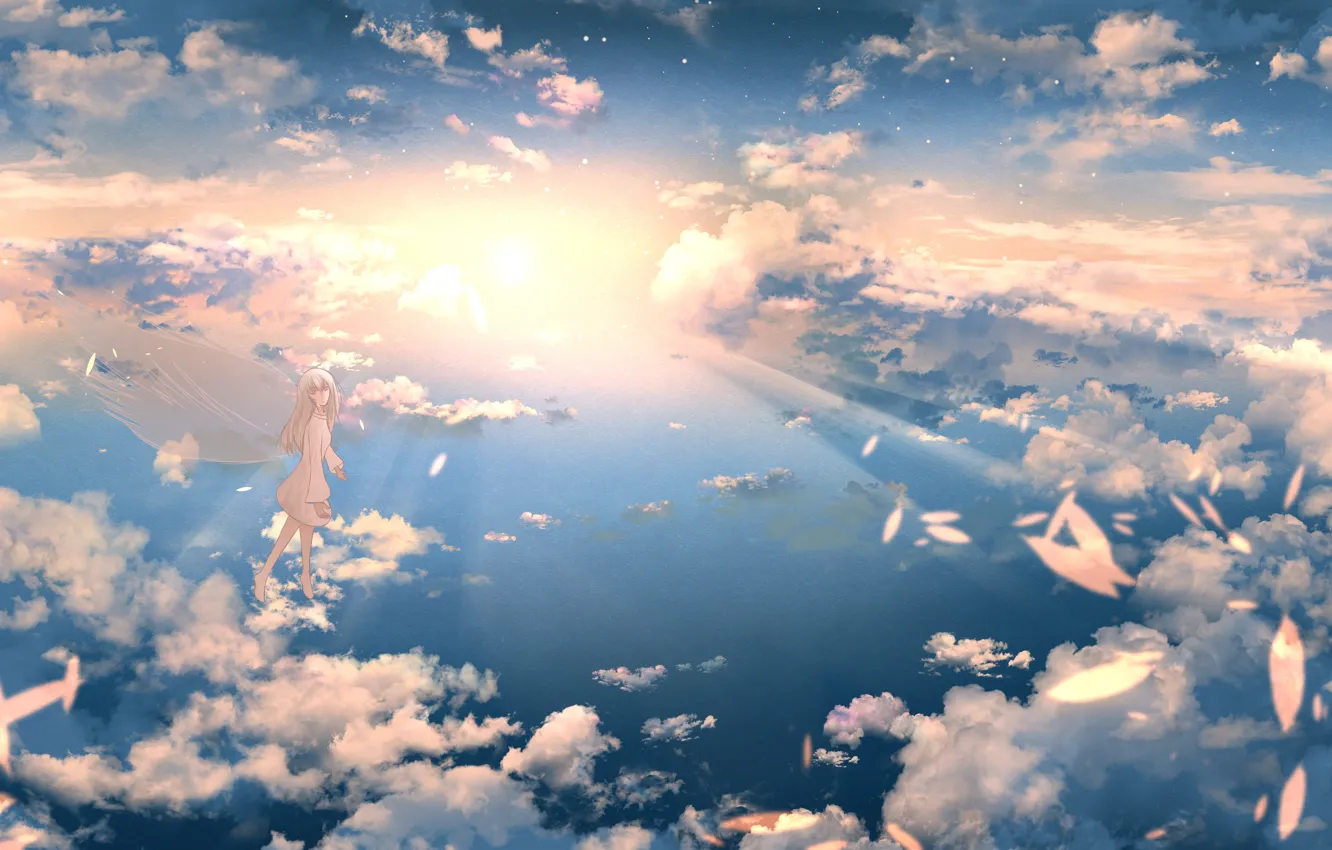Photo wallpaper the sky, girl, clouds, fairy, Sports tickets
