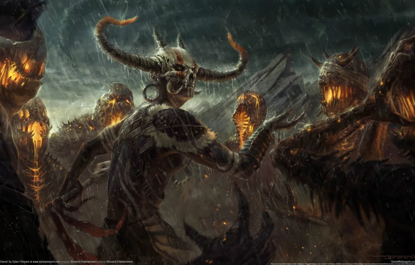 Photo wallpaper rain, demons, Diablo 3, the sorcerer, Witch Doctor