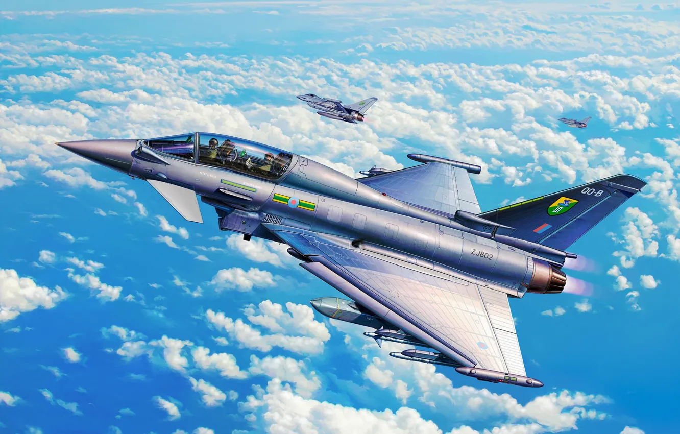 Photo wallpaper war, art, painting, jet, Eurofighter TYPHOON (Twin seater)