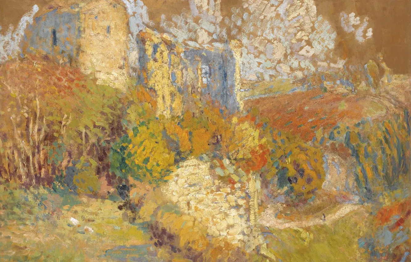 Photo wallpaper landscape, picture, Henri-Jean Guillaume Martin, Henri Matrin, House on the Hillside