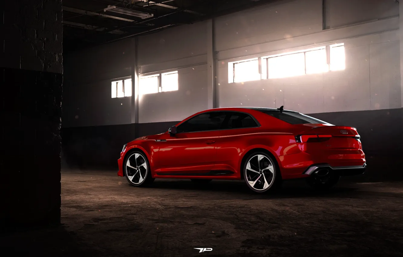 Photo wallpaper Audi, Red, Auto, Machine, RS5, Coupe, Rendering, Audi RS5