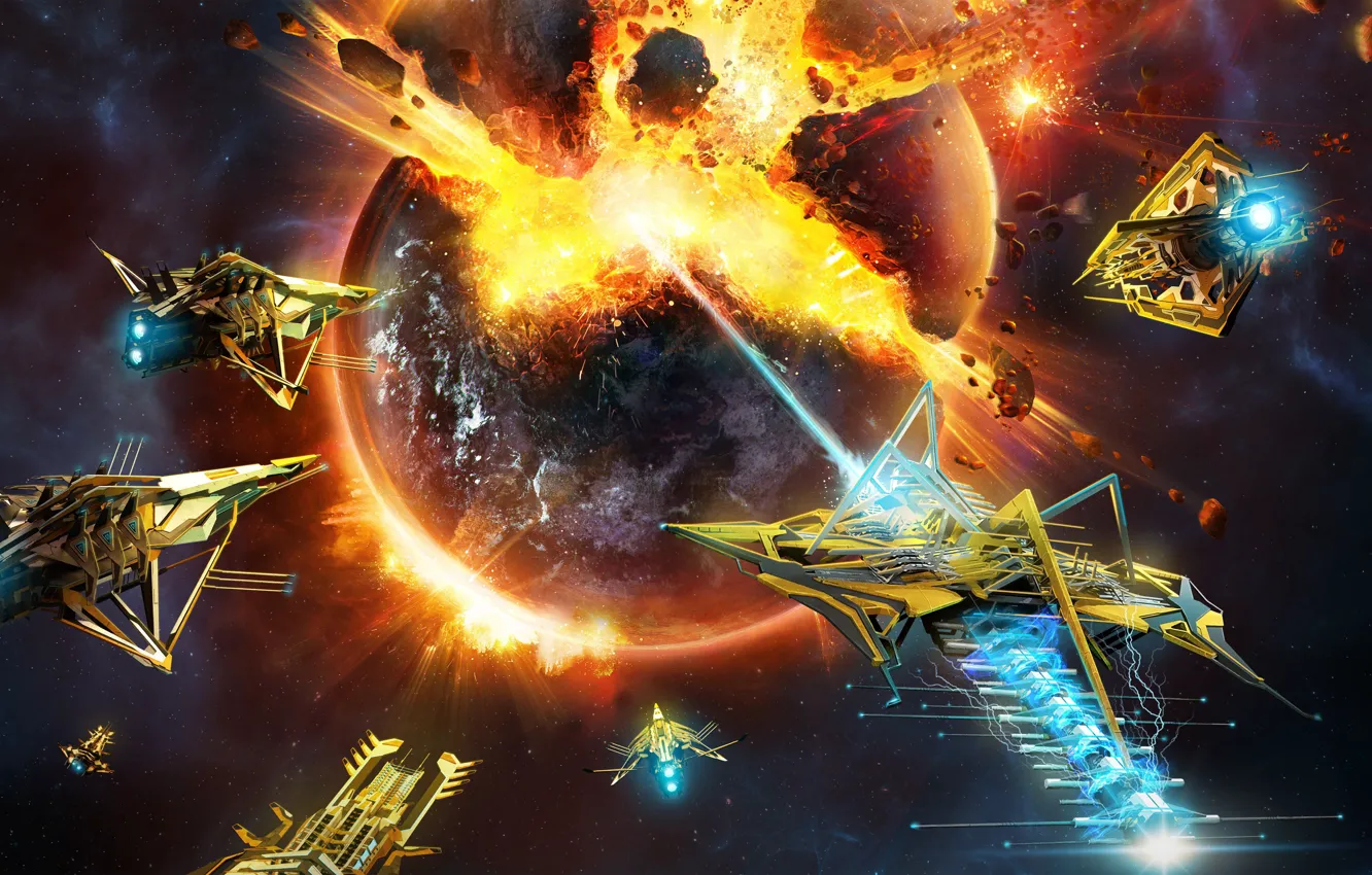 Photo wallpaper space, explosion, fire, flame, game, Galaxy, war, Microsoft Windows
