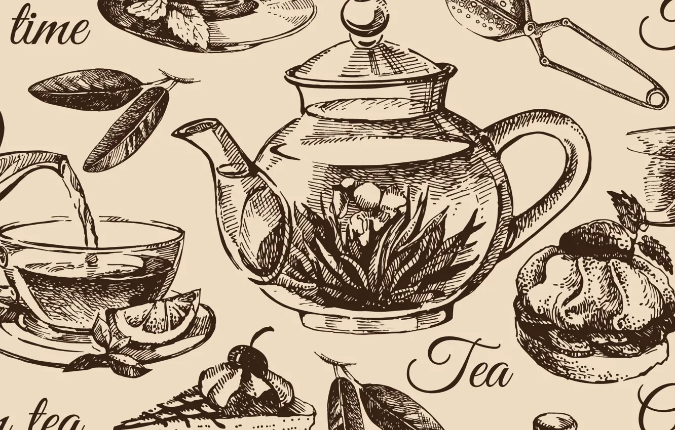 Photo wallpaper texture, texture, tea set, kettle set