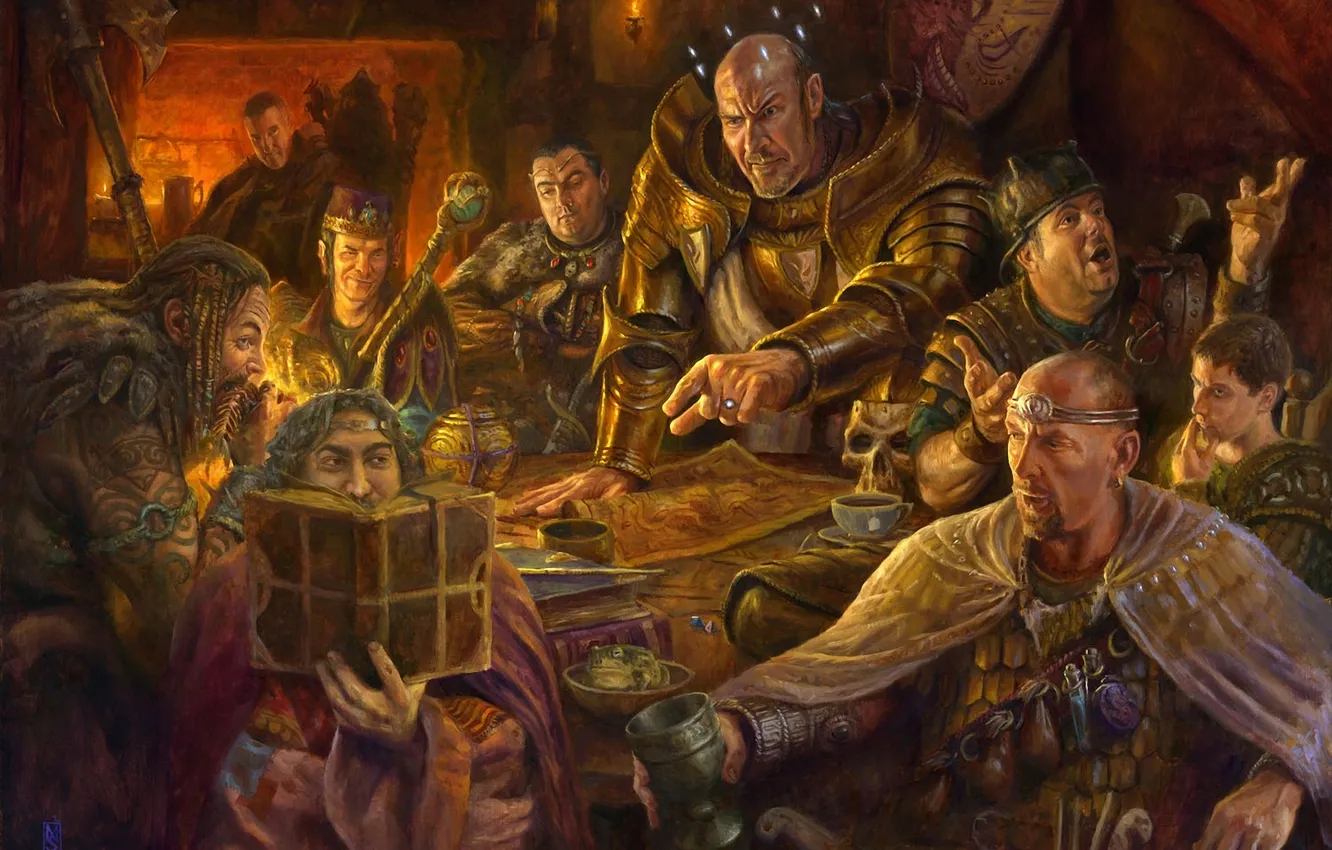 Photo wallpaper table, art, book, male, crystals, company, Dungeons &amp; Dragons