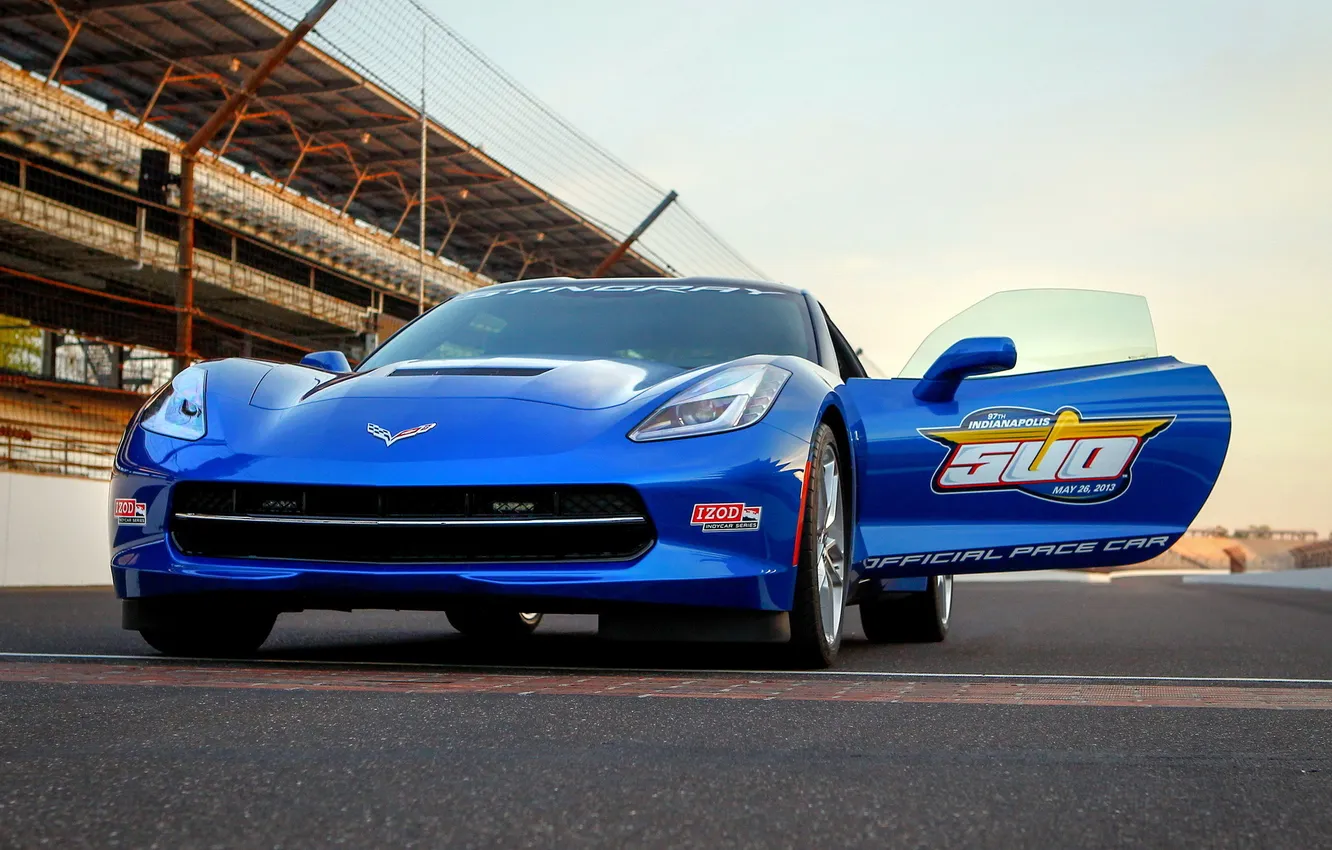 Photo wallpaper Corvette, Chevrolet, the door, the front, Corvette, Stingray, Pace Car, Indy 500