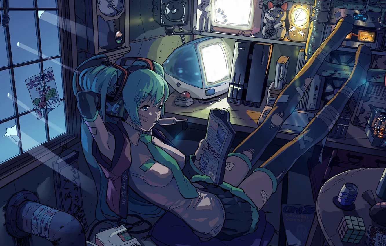 Photo wallpaper girl, mess, comp, Vocaloid