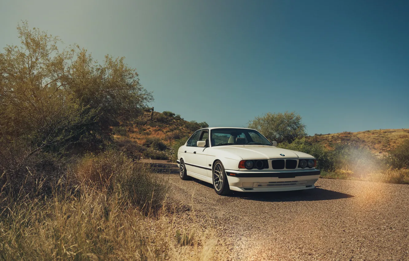 Photo wallpaper BMW, White, E34, 525, S-series