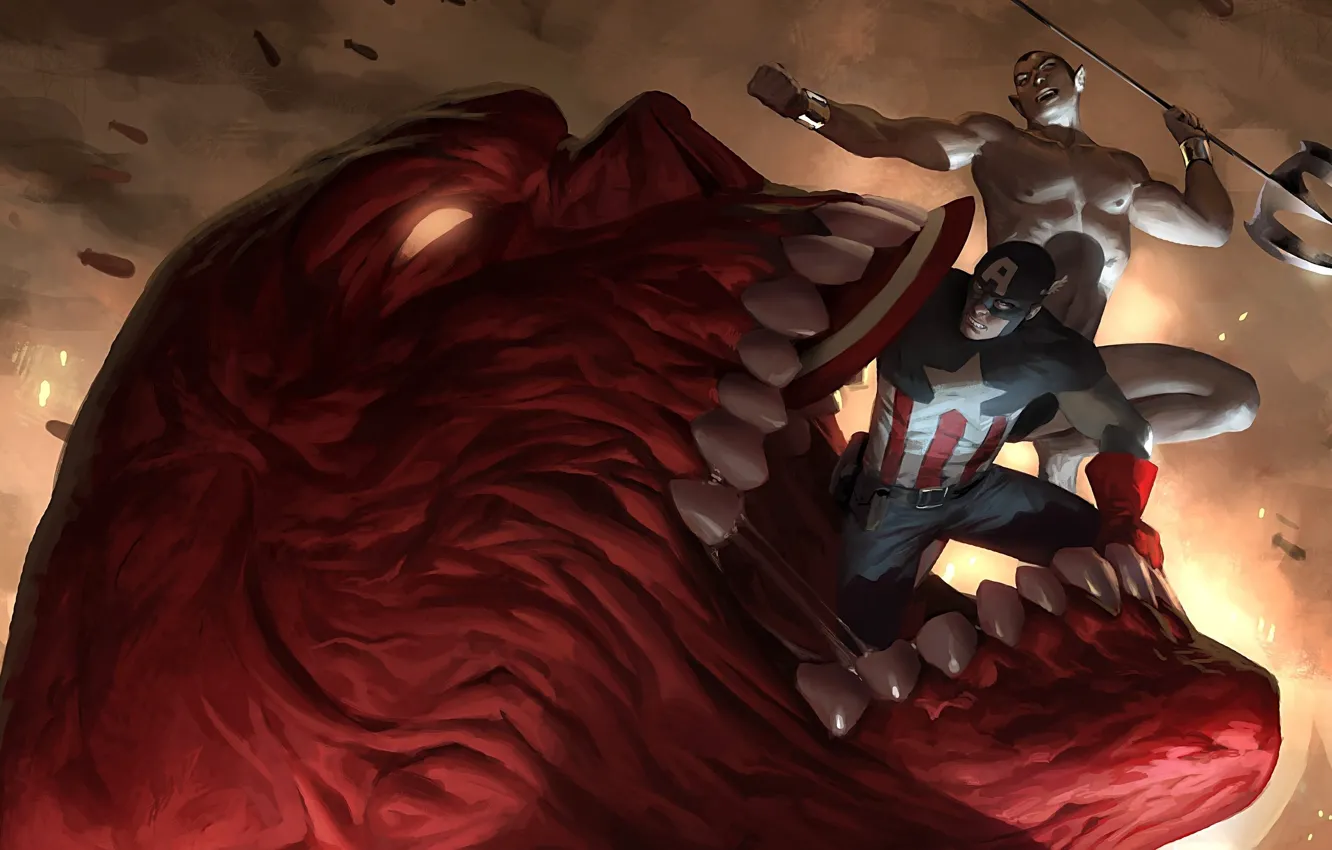 Photo wallpaper costume, shield, Captain America, Captain America, Steven Rogers