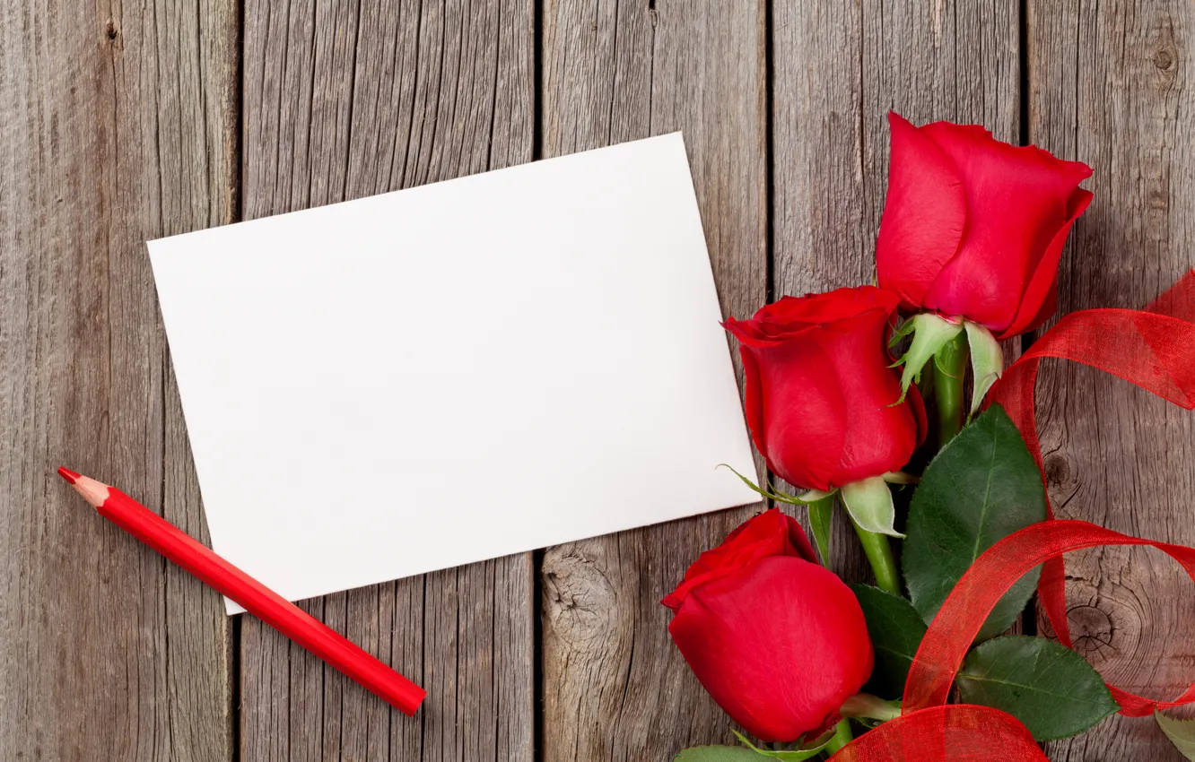 Photo wallpaper love, flowers, red, roses, bouquet, red, love, wood