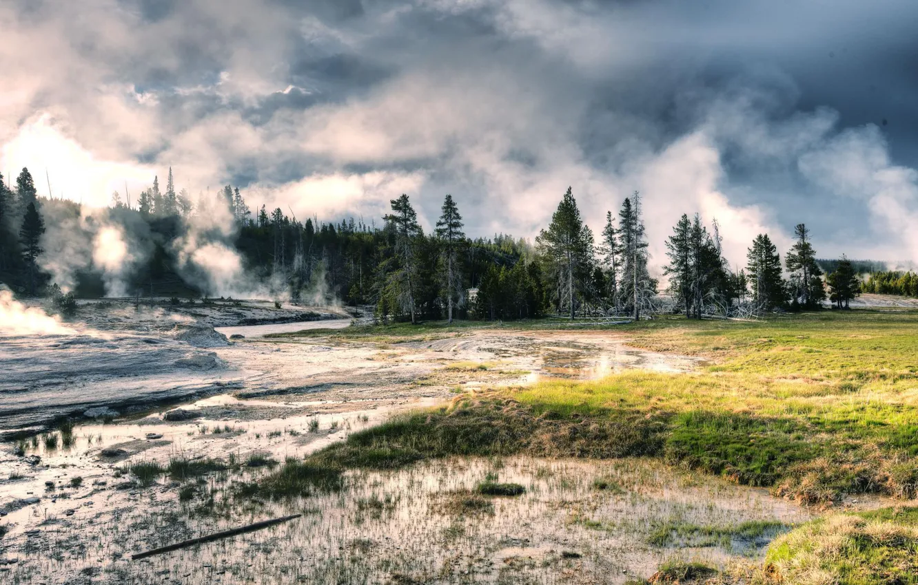 Photo wallpaper landscape, nature, Lower Geyser Basin Dreams