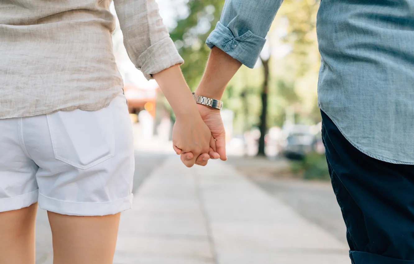 Photo wallpaper woman, pair, male, Holding hands