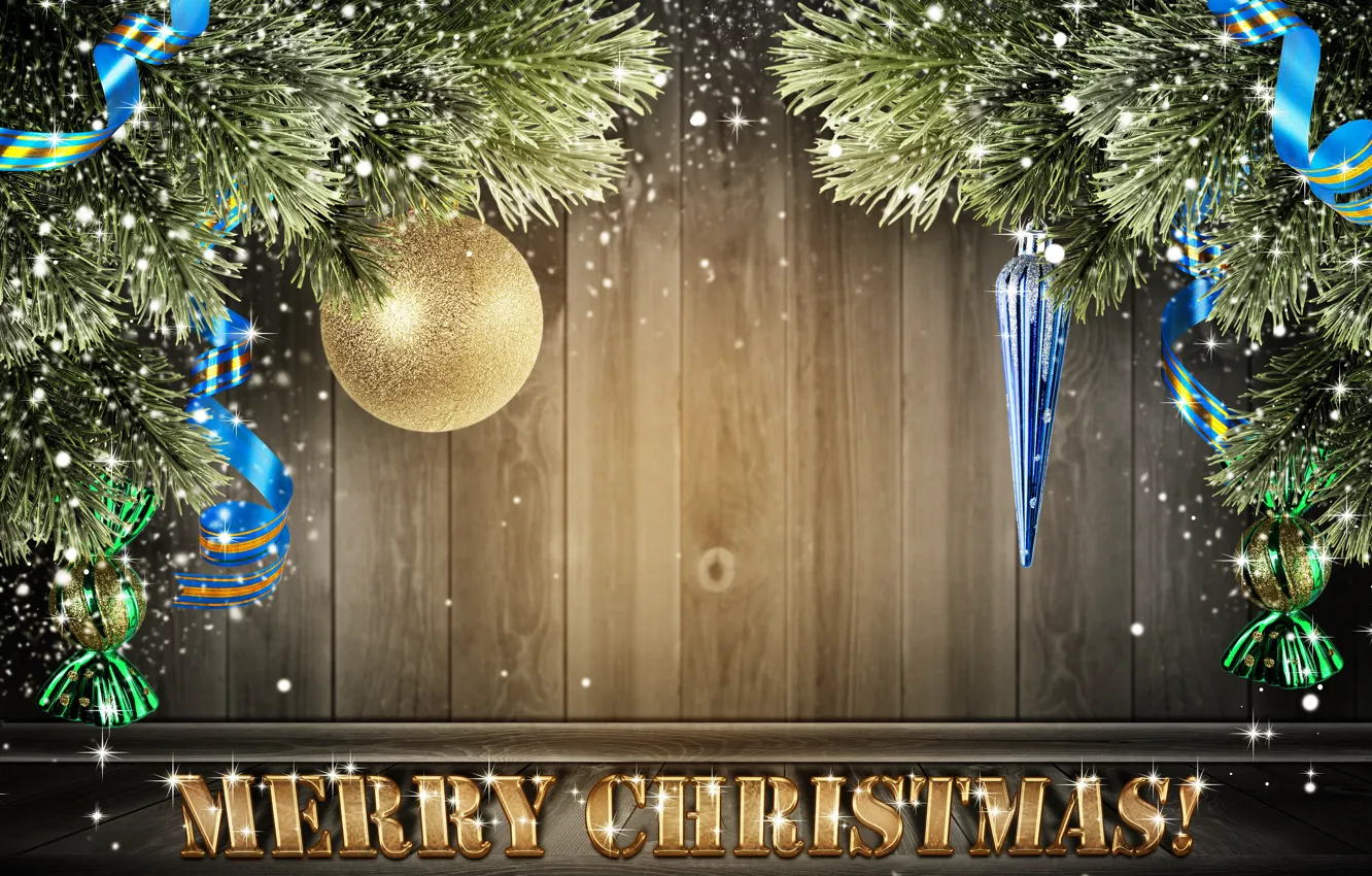 Photo wallpaper snow, decoration, background, ball, ball, Christmas, New year, Christmas decorations