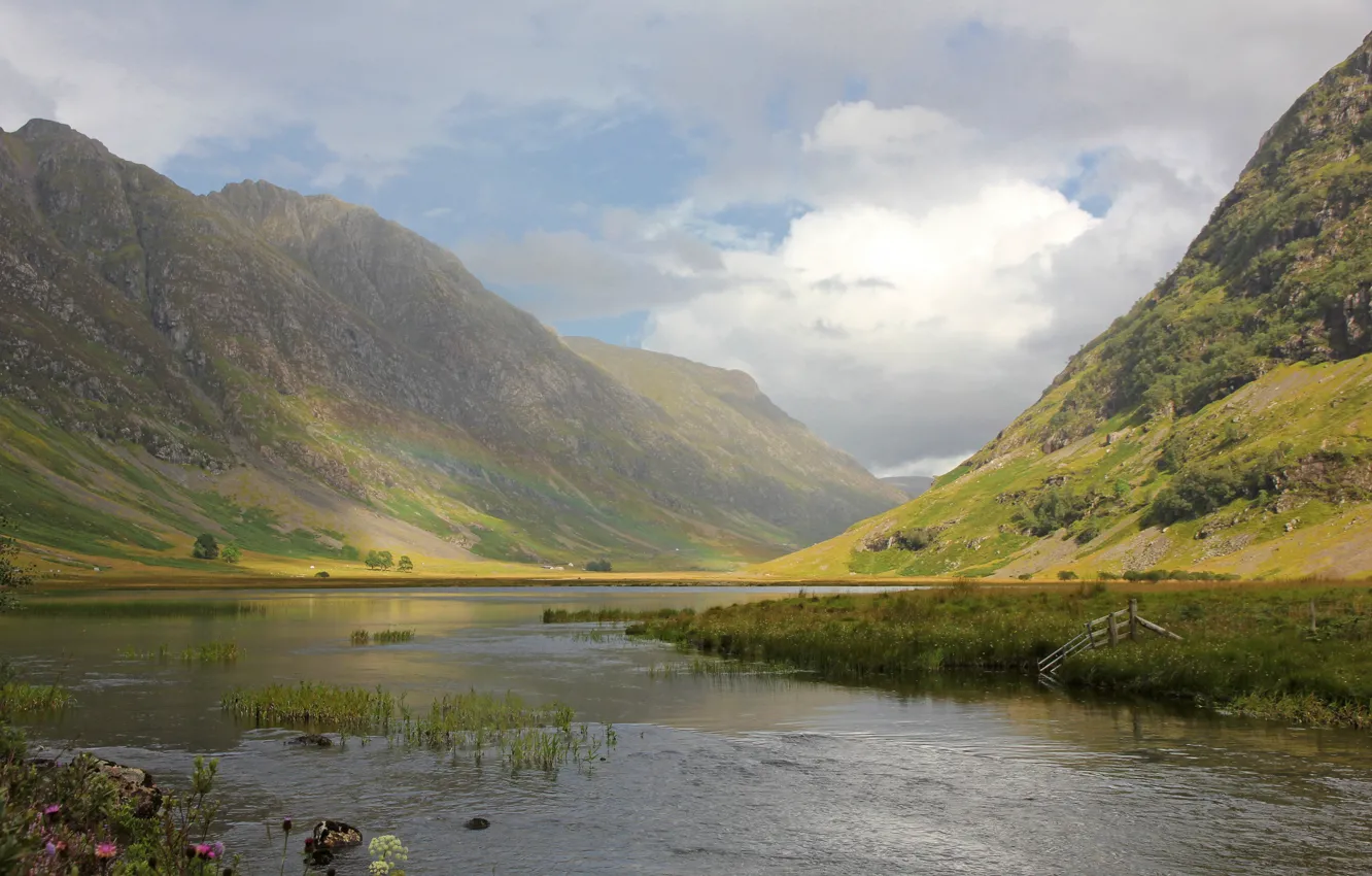 Photo wallpaper mountains, nature, river, rainbow, Scotland, UK, Paul Beentjes Photography, highlands