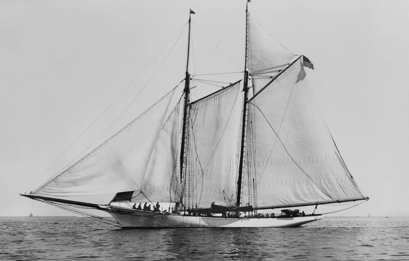 Photo wallpaper retro, America, schooner