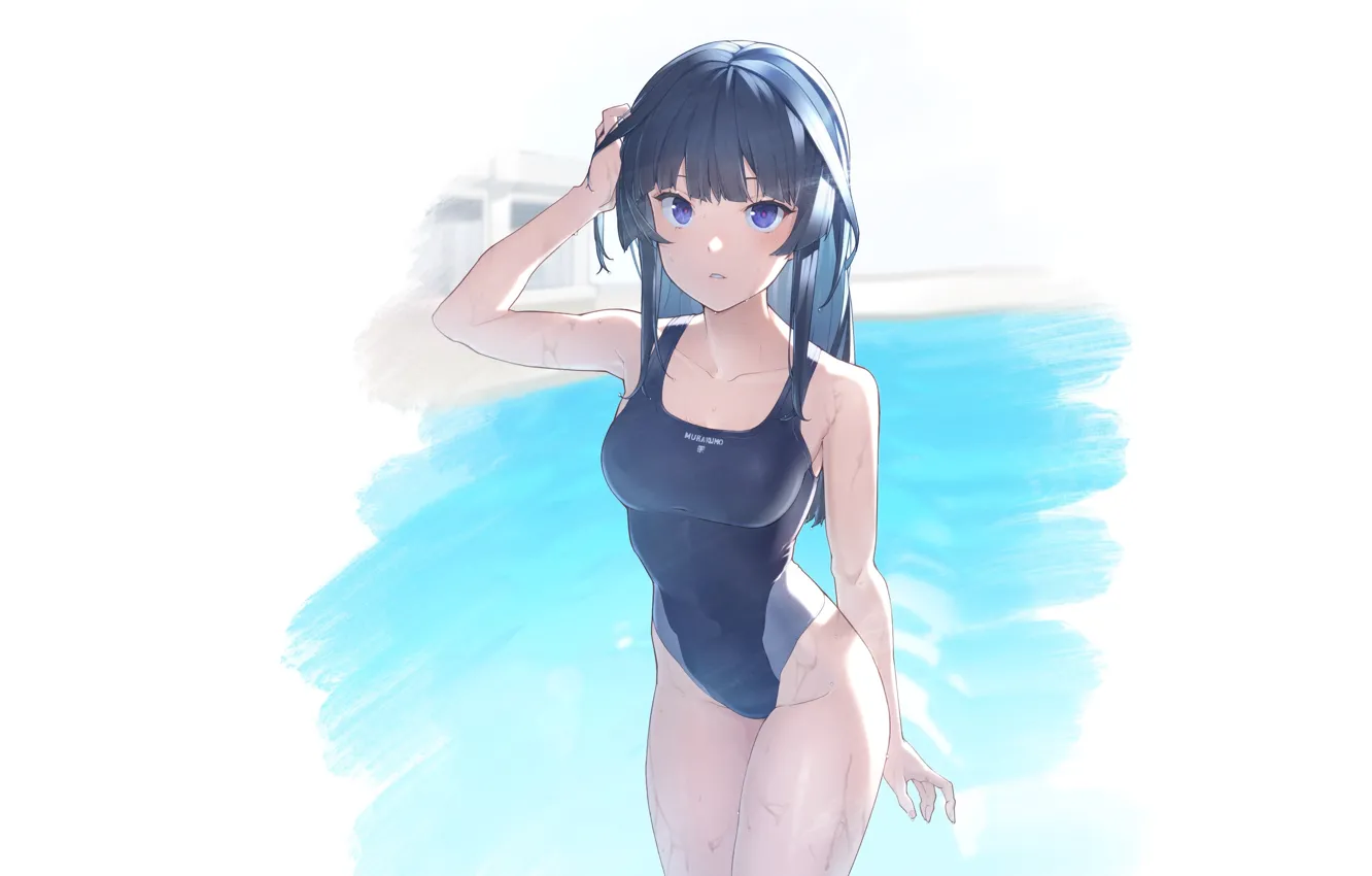 Photo wallpaper kawaii, girl, sexy, pool, anime, pretty, swimsuit, babe
