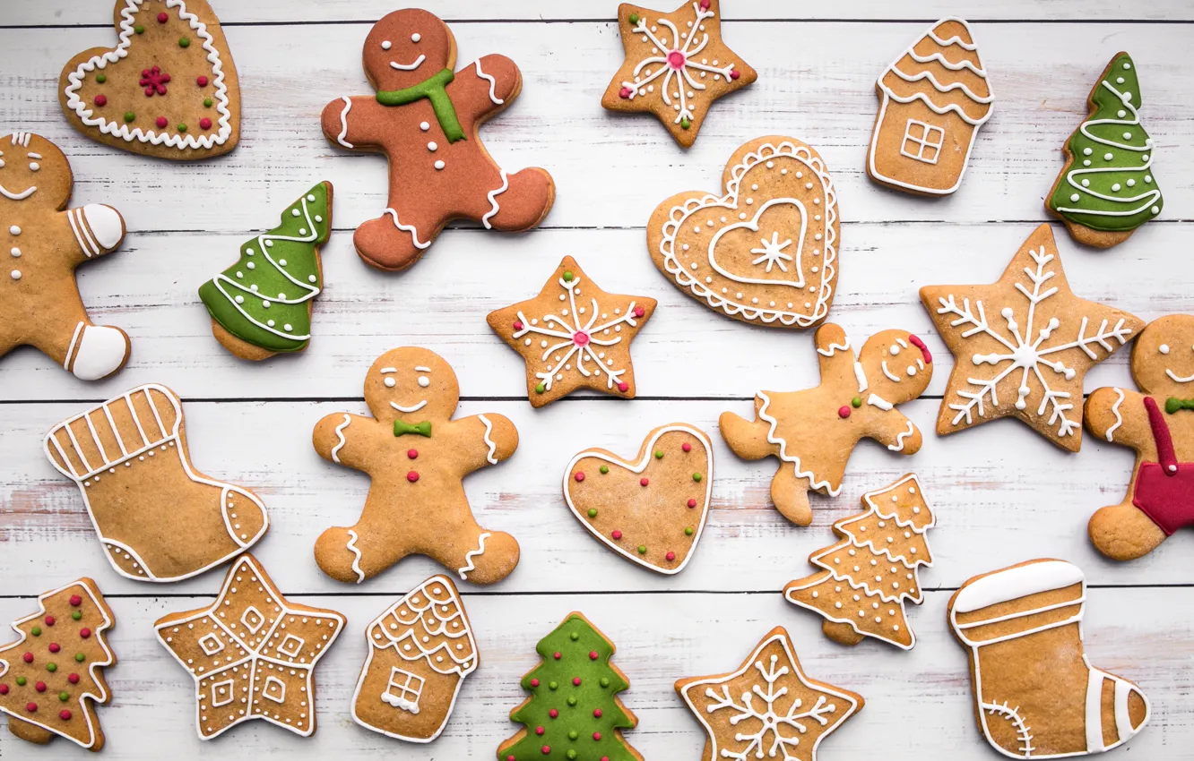 Photo wallpaper decoration, New Year, cookies, Christmas, Christmas, New Year, cookies, decoration