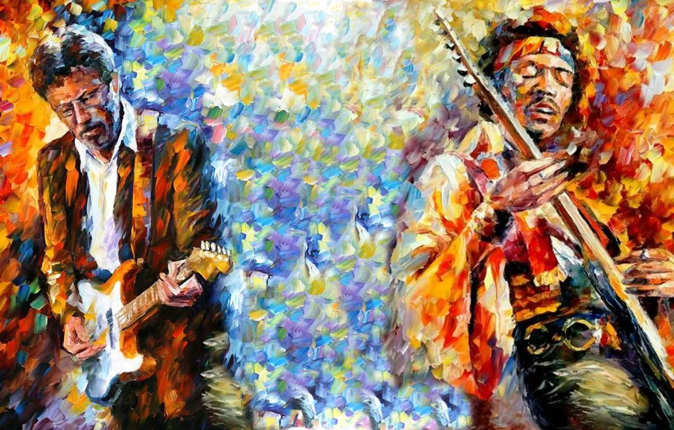 Photo wallpaper picture, guitarist, painting, art, singer, composer, Jimi Hendrix, iridescence