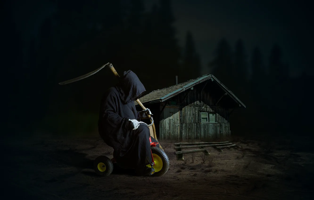 Photo wallpaper bike, death, Rider, tricycle