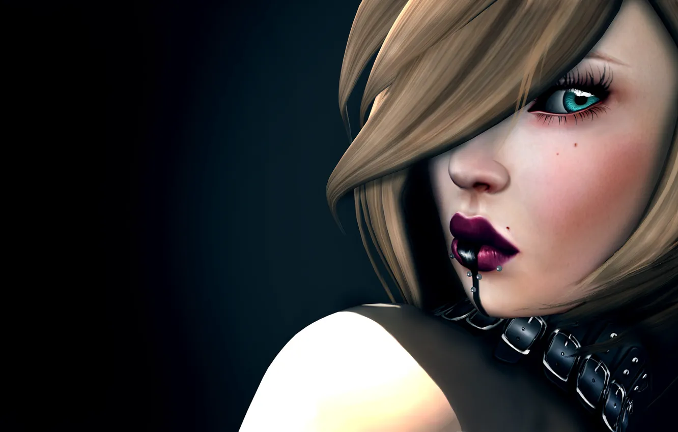 Photo wallpaper look, girl, face, background, hair, lips