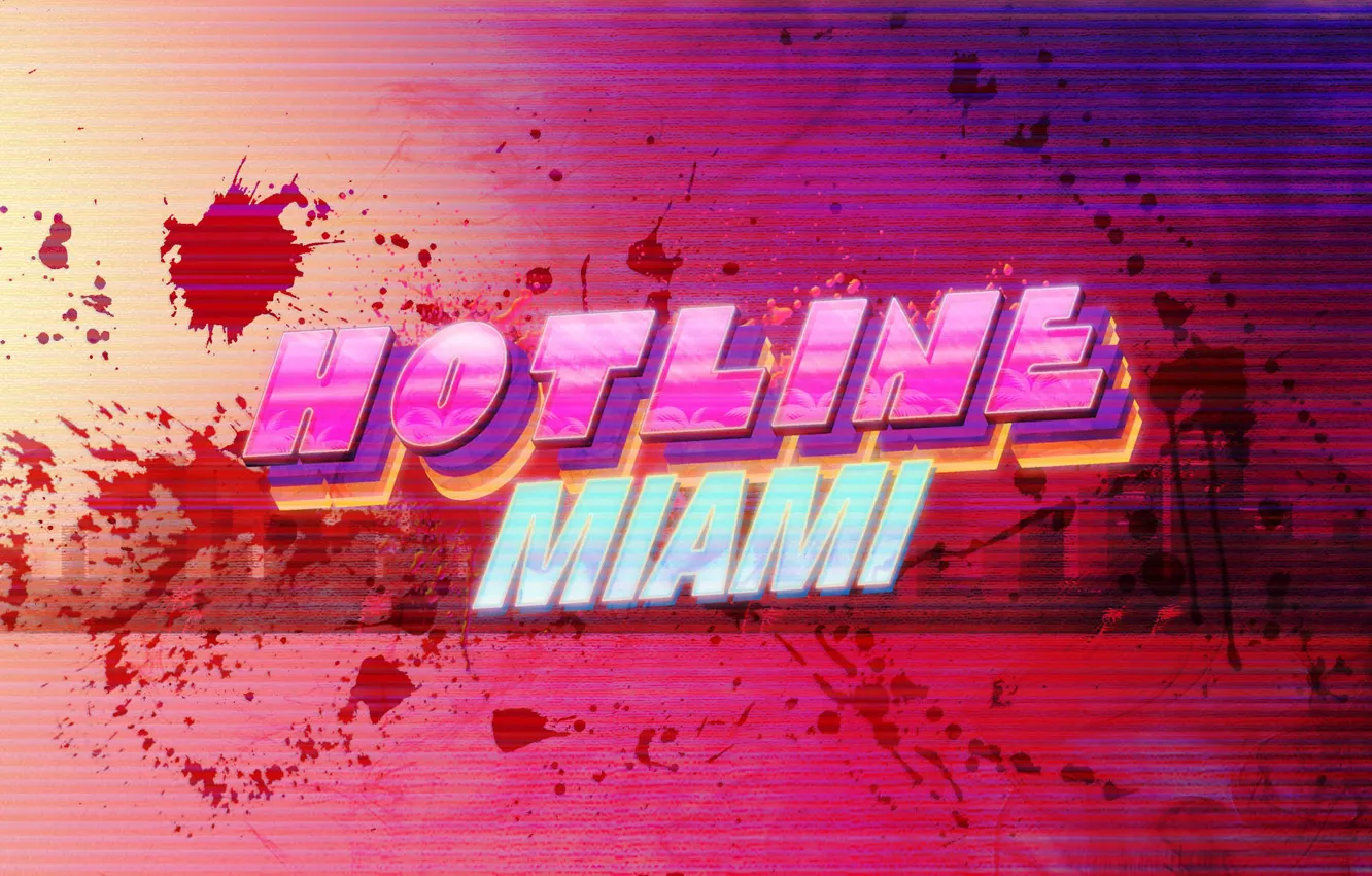 Photo wallpaper blood, the game, neon, logo, Miami, hotline miami