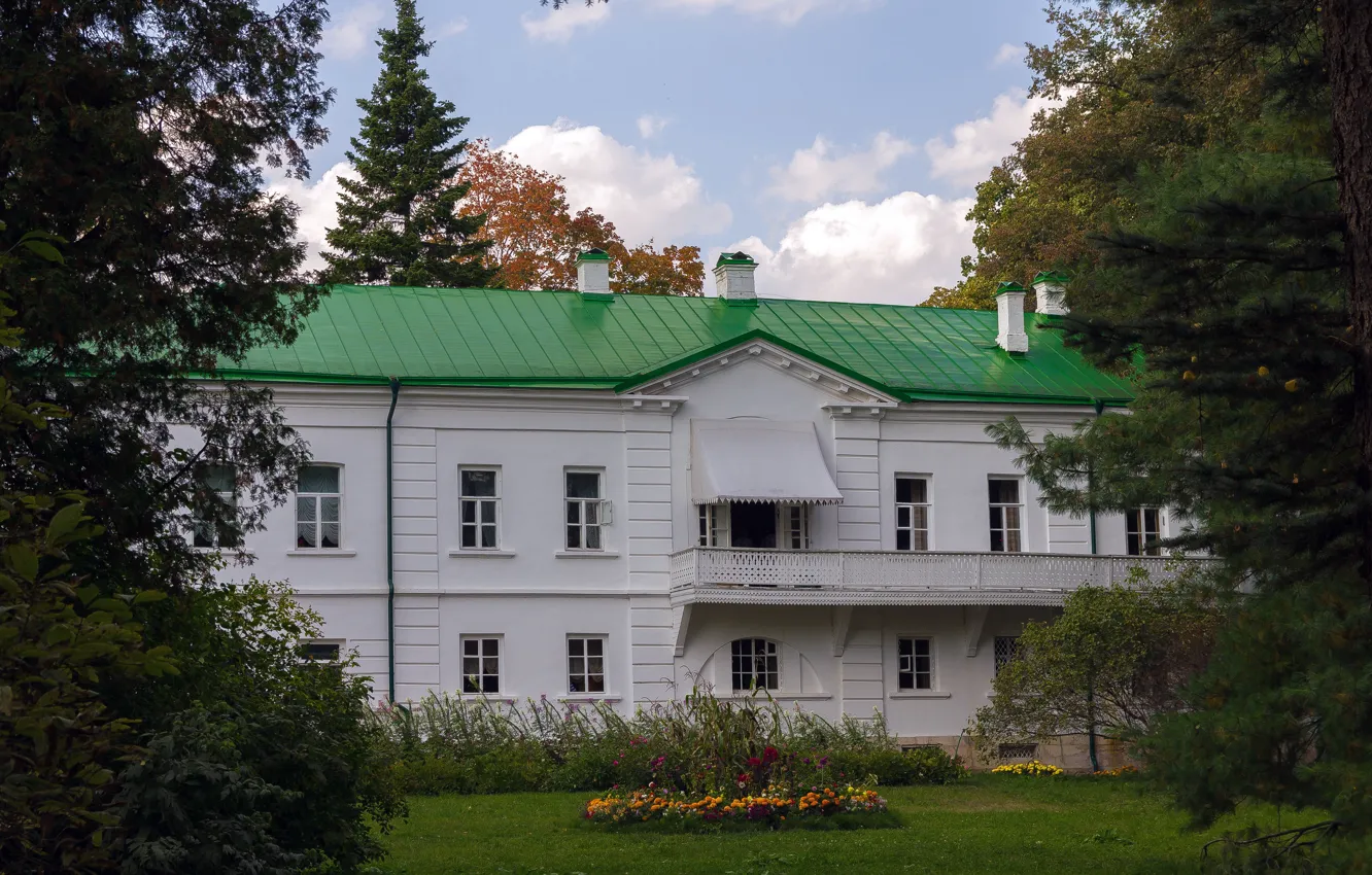 Photo wallpaper autumn, leaves, trees, September, Yasnaya Polyana, house of Leo Tolstoy