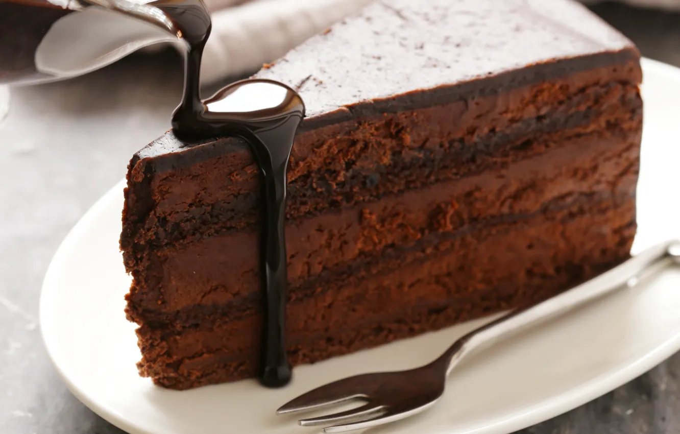 Photo wallpaper cake, cream, chocolate glaze