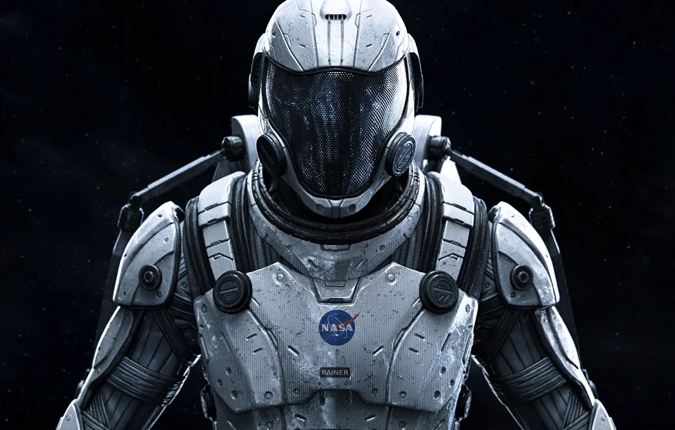 Photo wallpaper rendering, fiction, the suit, helmet, NASA, Exosuit