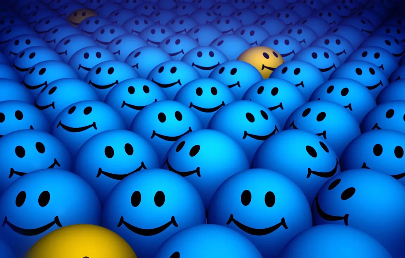 Photo wallpaper balls, blue, yellow, smile, background, mood, positive, smile
