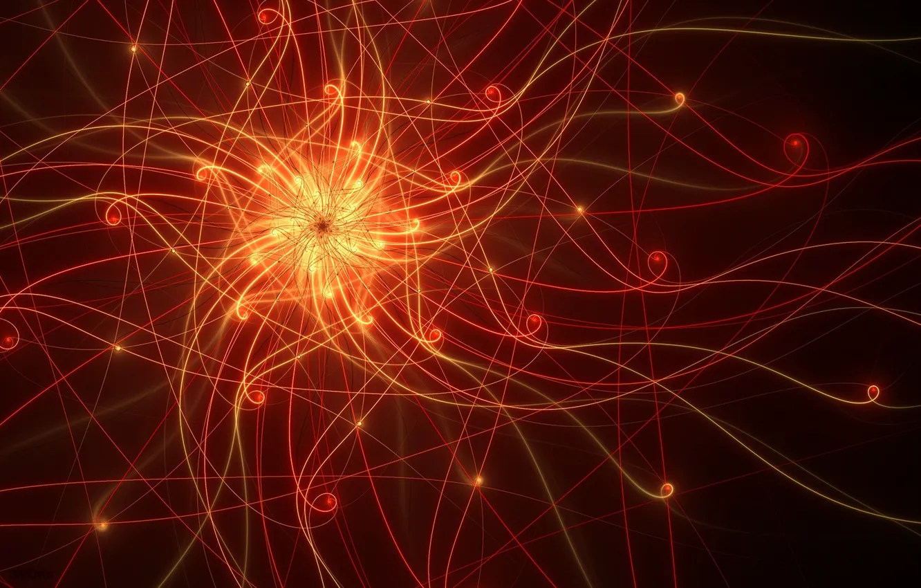 Photo wallpaper yellow, red, abstraction, curls, center