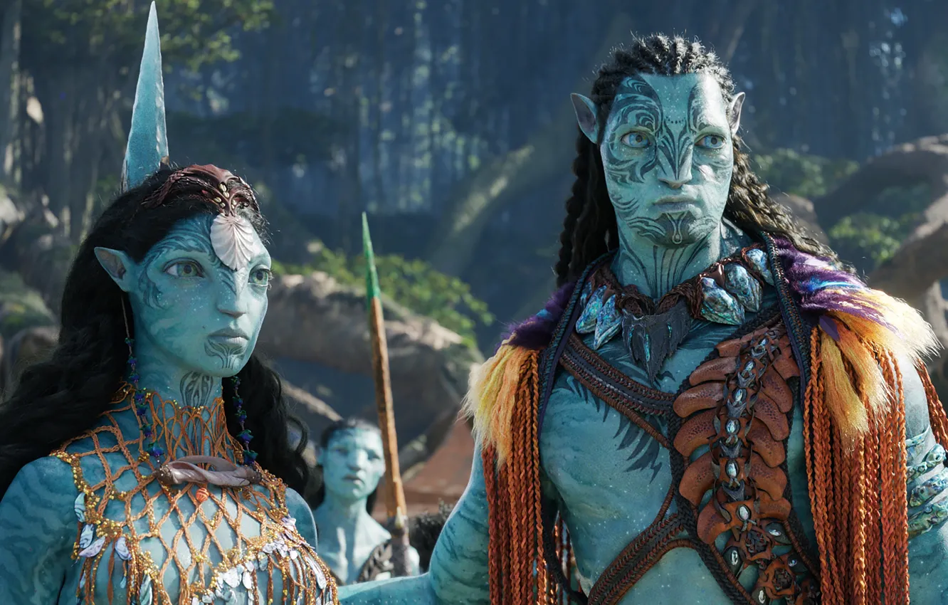 Photo wallpaper Avatar, na'vi, Kate Winslet, Cliff Curtis, Avatar: The Way of Water, Ronal, Tonowari, Metkayina