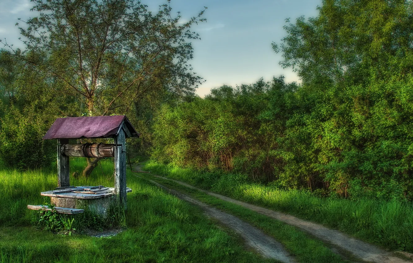 Photo wallpaper road, summer, landscape, well