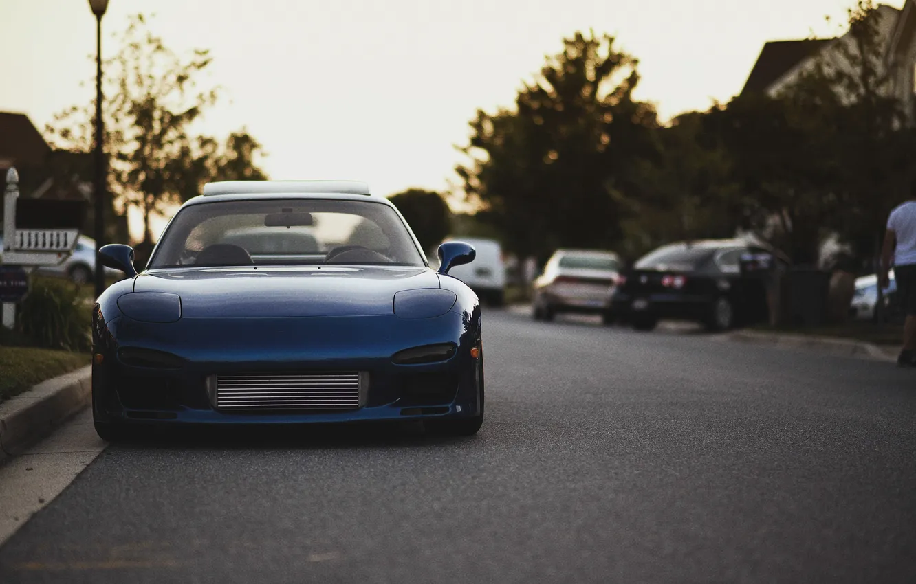 Photo wallpaper blue, tuning, Mazda, blue, tuning, Mazda, RX-7