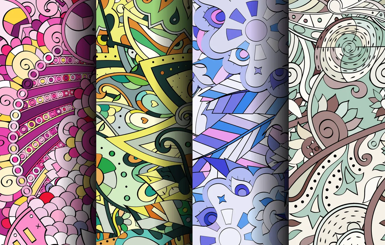Photo wallpaper abstraction, colorful, patterns, seamless, Paisley