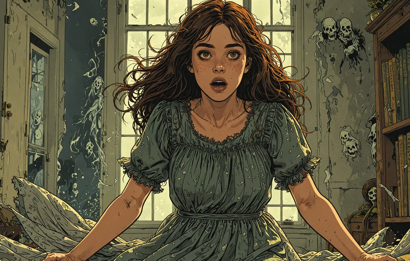 Photo wallpaper girl, surprise, facial expressions