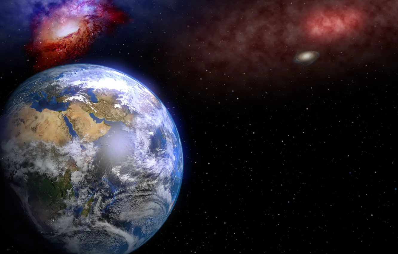 Photo wallpaper Earth, art, Europe, stars, Africa, Asia, galaxies